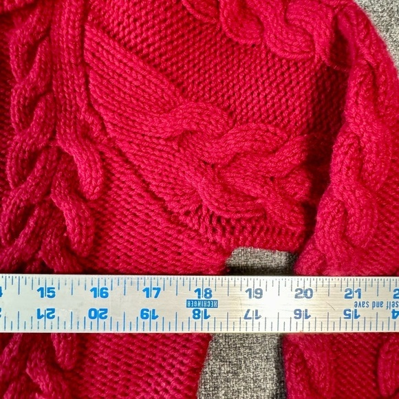 Mercer & Madison 100% Wool Red Cardigan Sweater Size Small cable knit scandi - Picture 6 of 10